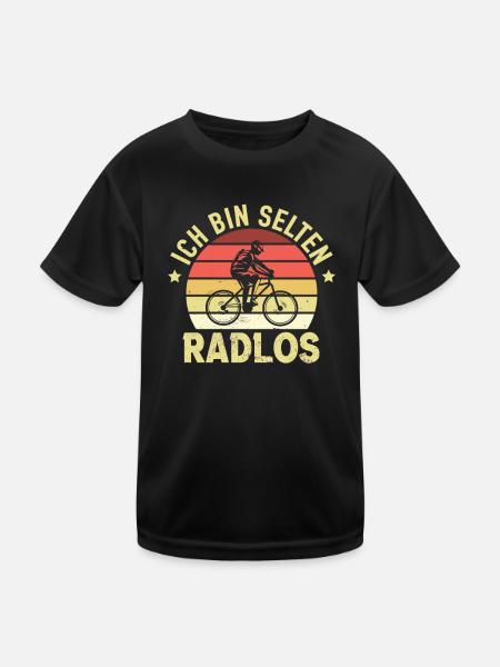 Ich Bin Selten Radlos Vintage Fahrradfahrer Biken - Kinder Funktions-T-Shirt - Schwarz - Vorne