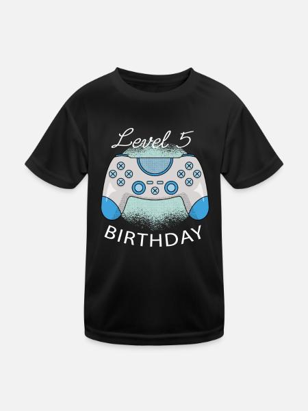 Level 5 Birthday Play Birthday Present - Kids Functional T-Shirt - black - Front