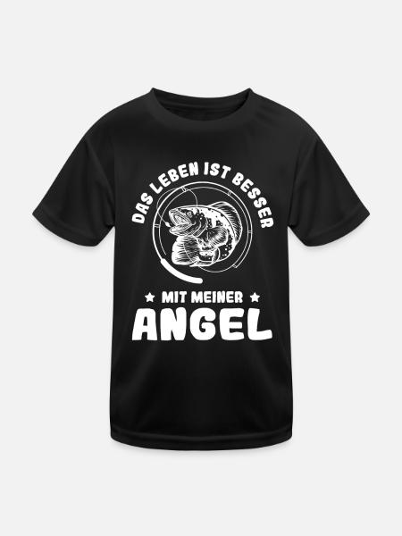 Leben Besser Mit Meiner Angel Angelverein Karpfen - Kinder Funktions-T-Shirt - Schwarz - Vorne