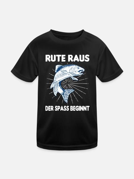 Rute Raus Der Spaß Beginnt Karpfen Angeln Fischer - Kinder Funktions-T-Shirt - Schwarz - Vorne