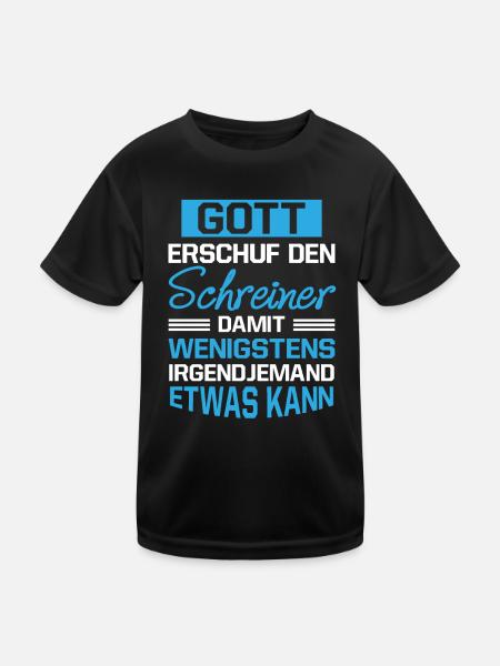 Gott Erschuf Schreiner Handwerker Geschenk - Kinder Funktions-T-Shirt - Schwarz - Vorne