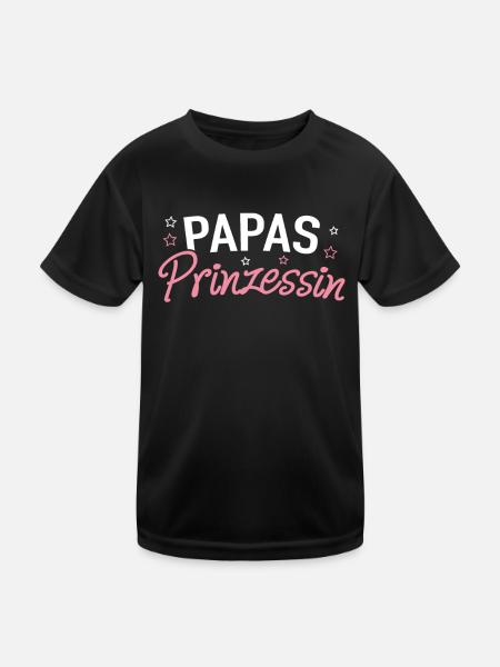 Papas Prinzessin Töchter Nachwuchs Schwangerschaft - Kinder Funktions-T-Shirt - Schwarz - Vorne