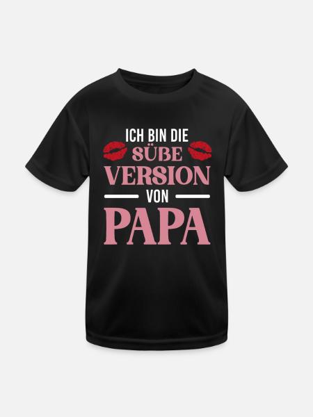 Süße Version Von Papa Kussmund Väterlich Töchter - Kinder Funktions-T-Shirt - Schwarz - Vorne