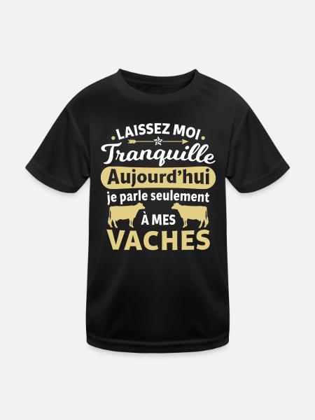 laissez moi tranquille je parle à mes vaches - T-shirt sport Enfant - noir - Devant