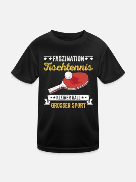 Faszination Tischtennis Kleiner Ball Großer Sport - Kinder Funktions-T-Shirt - Schwarz - Vorne