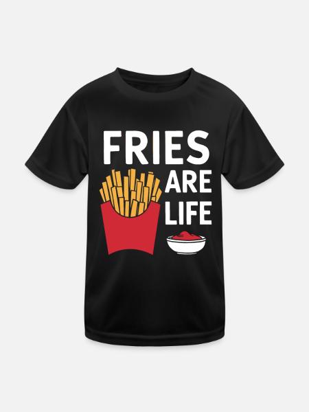 Funny Fast Food Fries Design Fries Are Life - Kids Functional T-Shirt - black - Front