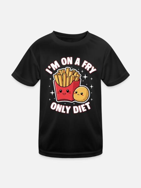 Pommes Tüte Fritten Bude Lustig Fry Only Diet - Kinder Funktions-T-Shirt - Schwarz - Vorne