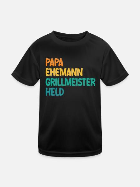 Dad Husband Grill Master Hero - Kids Functional T-Shirt - black - Front