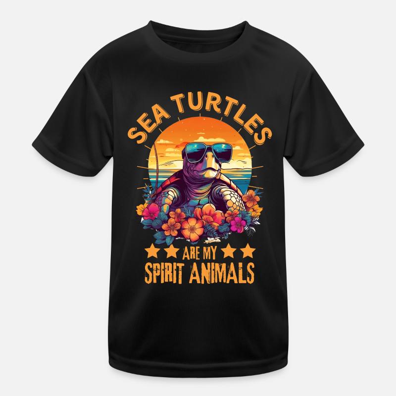 Tortue de mer avec des lunettes de soleil sur la plage T-shirt sport Enfant