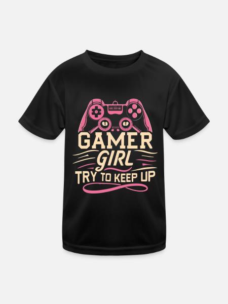 Gamer Girl essaie de suivre - T-shirt sport Enfant - noir - Devant