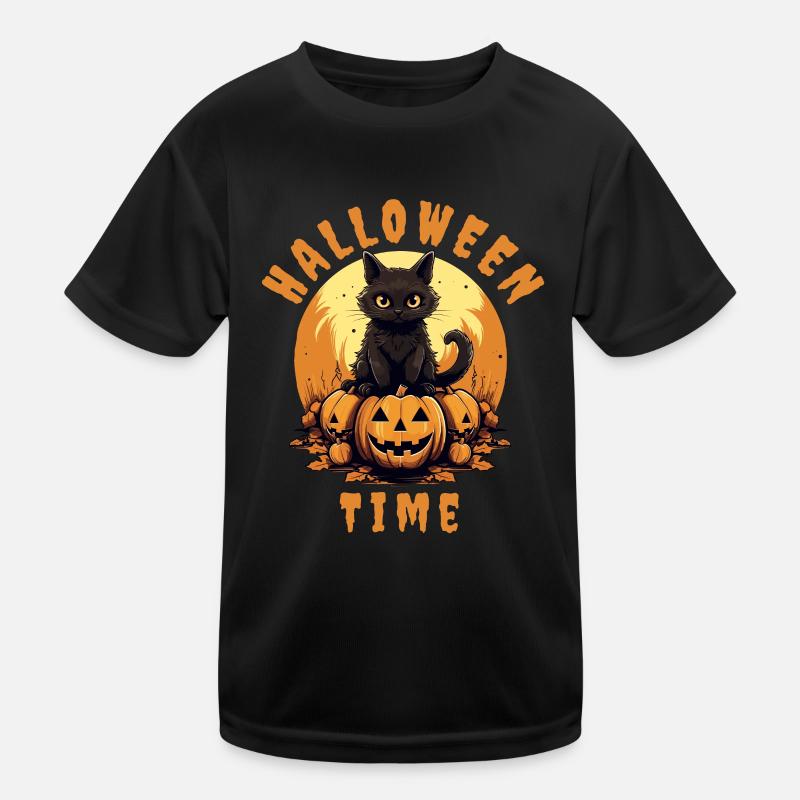 Halloween Cat Pumpkin Kids Functional T-Shirt