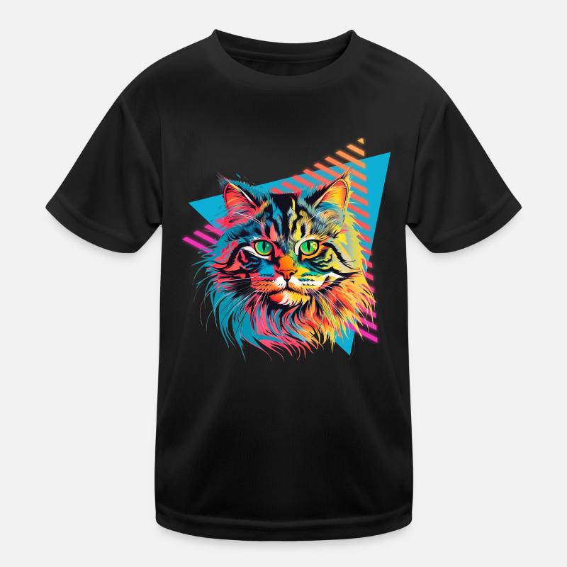 Siberian cat 80s style Kids Functional T-Shirt