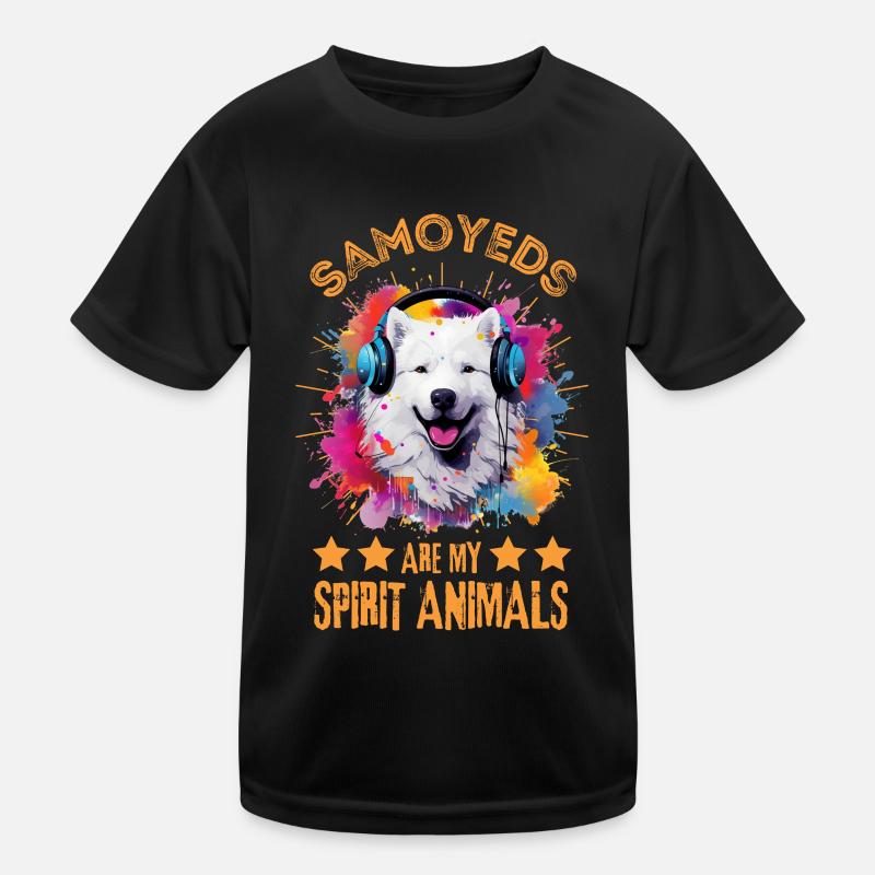 Samoyède coloré avec des écouteurs T-shirt sport Enfant