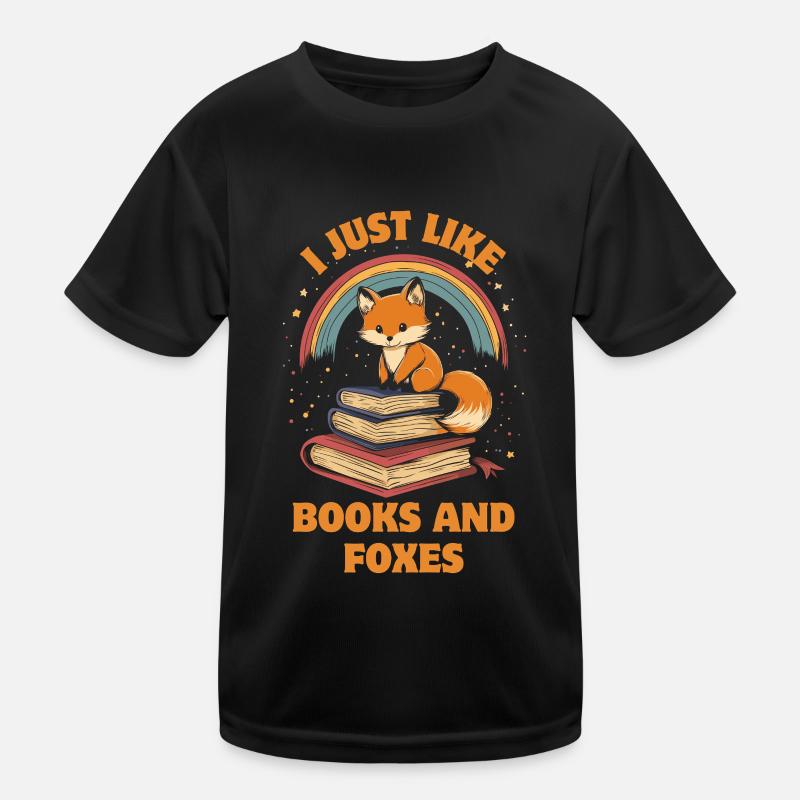 Cute Fox with Books Kids Functional T-Shirt