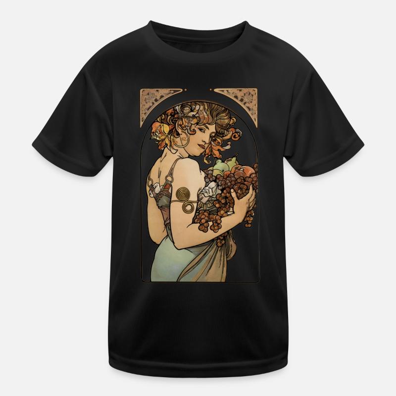 Alfons Mucha - Le Fruit - Kinder Funktions-T-Shirt - Schwarz