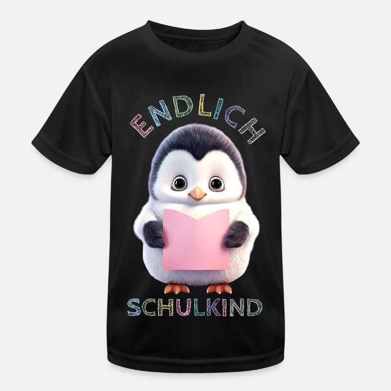 Kleiner Pinguin rosa | Endlich Schulkind Kinder Funktions-T-Shirt