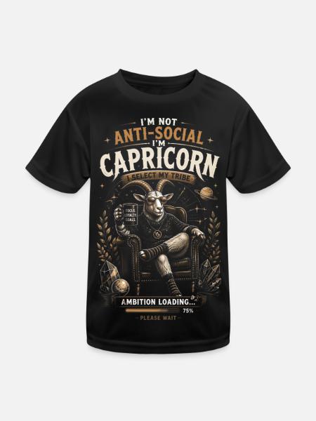 Capricorne Ambition Tribal - Zodiaque Humour - T-shirt sport Enfant - noir - Devant
