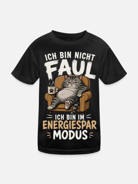 Ich Bin Nicht Faul Ich Bin Im Energiesparmodus - Kinder Funktions-T-Shirt - Schwarz - Vorne