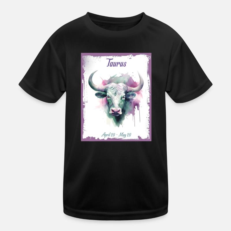 Signes du zodiaque à l’aquarelle : Taureau le taureau T-shirt sport Enfant