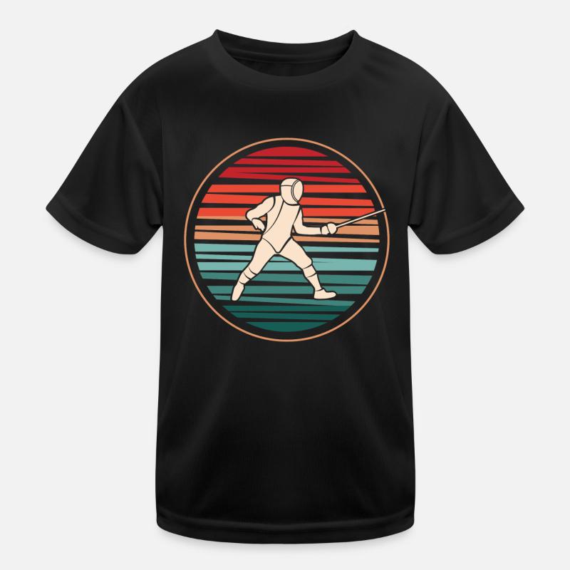 Fechten Retro Fechtkampf Degen Fechter Kinder Funktions-T-Shirt