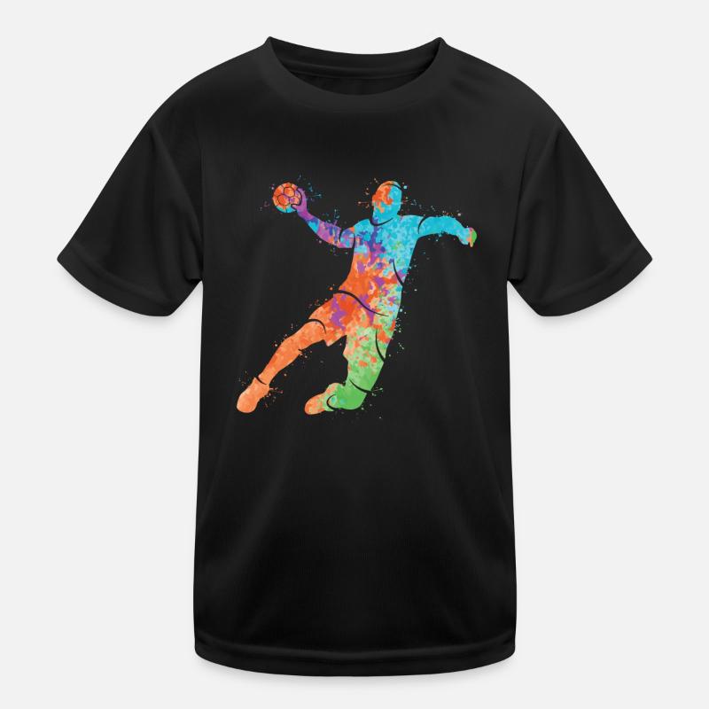 Håndboldspiller stænk af farve Håndboldspiller - Funktions-T-shirt barn - svart