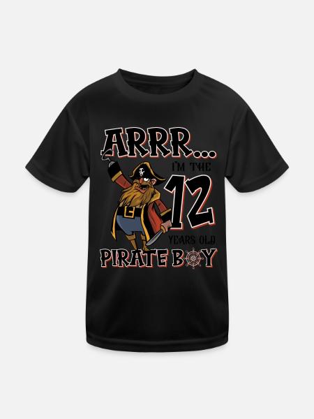 Pirate Boy 12 Jahre alter Pirat 12. Geburtstag - Kinder Funktions-T-Shirt - Schwarz - Vorne