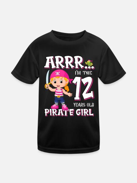 Pirate Boy 12 Jahre alter Pirat 12. Geburtstag - Kinder Funktions-T-Shirt - Schwarz - Vorne