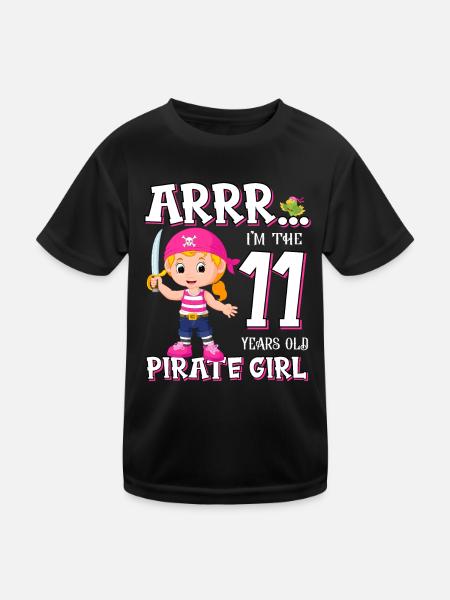 Pirate Boy 11 Jahre alter Pirat 11. Geburtstag - Kinder Funktions-T-Shirt - Schwarz - Vorne