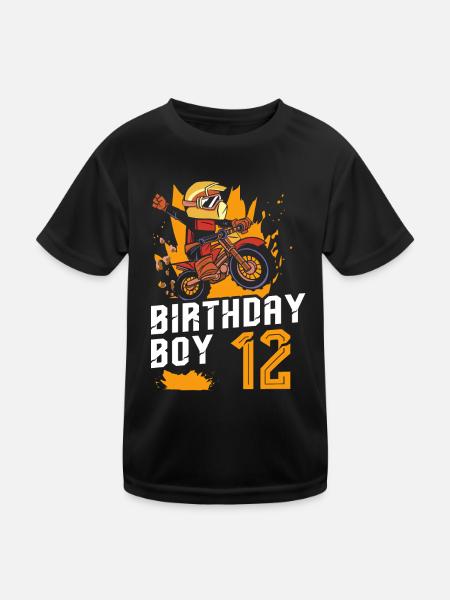 Dirt Bike Motocross 12 Years Old 12th Birthday Boy - Kinder Funktions-T-Shirt - Schwarz - Vorne