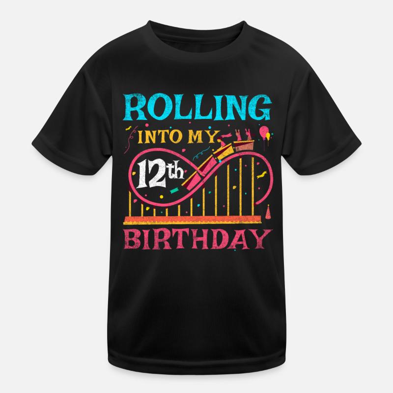 Roller Coaster Kid - Rolling Into My 12th Birthday Kinder Funktions-T-Shirt