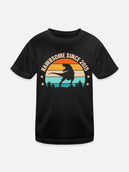 Rawrsome Since 2015 T-Rex 8th Birthday - Kids Functional T-Shirt - black - Front