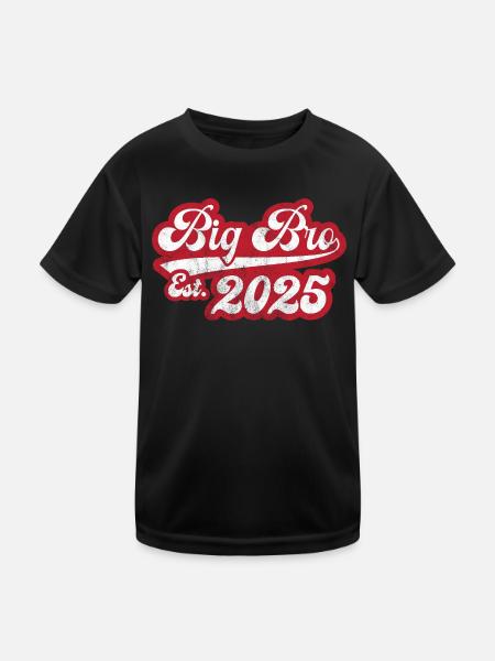 Big Bro Est 2025 - Kinder Funktions-T-Shirt - Schwarz - Vorne