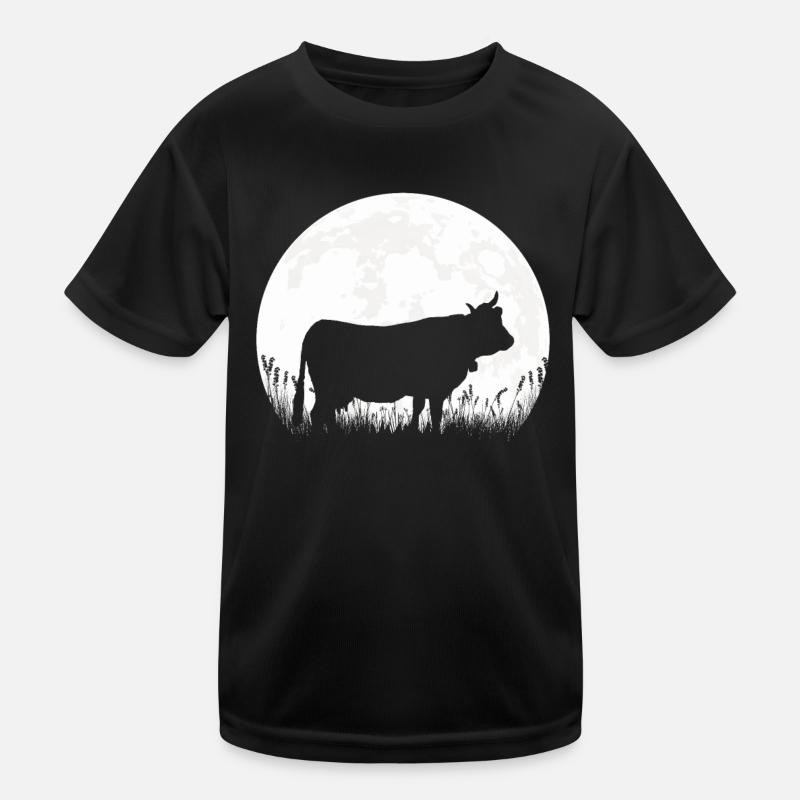Cow Moon Farmer Farmer Gift Kids Functional T-Shirt