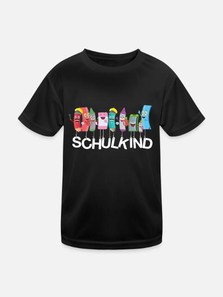 Schulkind - Kinder Funktions-T-Shirt - Schwarz