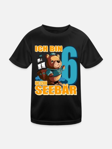 Kapitän Ich Bin 6 Und Schon Seebär - Kinder Funktions-T-Shirt - Schwarz - Vorne