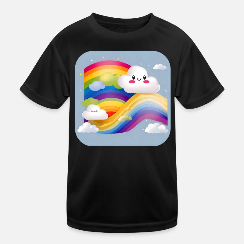 Niedliche Wolken mit Regenbogen Kinder Funktions-T-Shirt