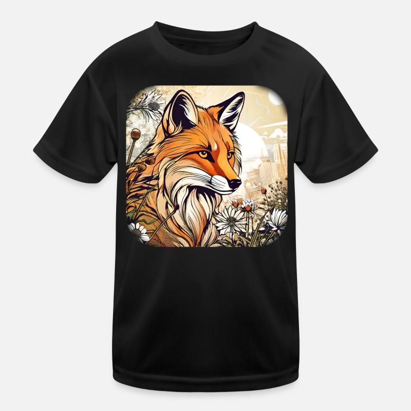 Fuchs mit Blumen Kinder Funktions-T-Shirt