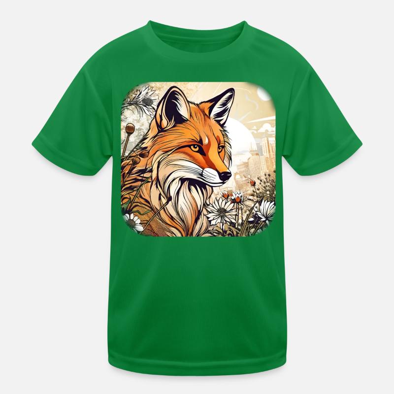 Fuchs mit Blumen Kinder Funktions-T-Shirt