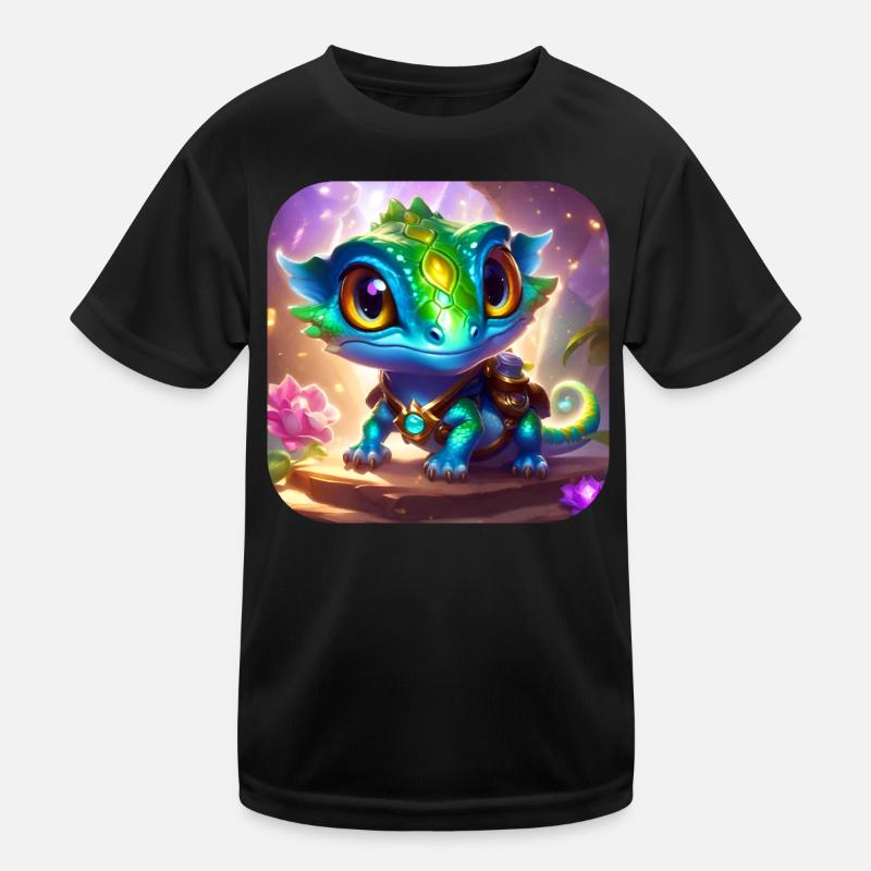 Cute Little Fantasy Lizard Kids Functional T-Shirt