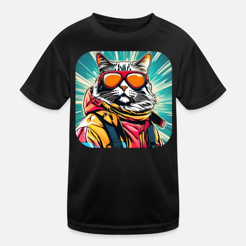 Coole Katze mit Sonnenbrille Kinder Funktions-T-Shirt