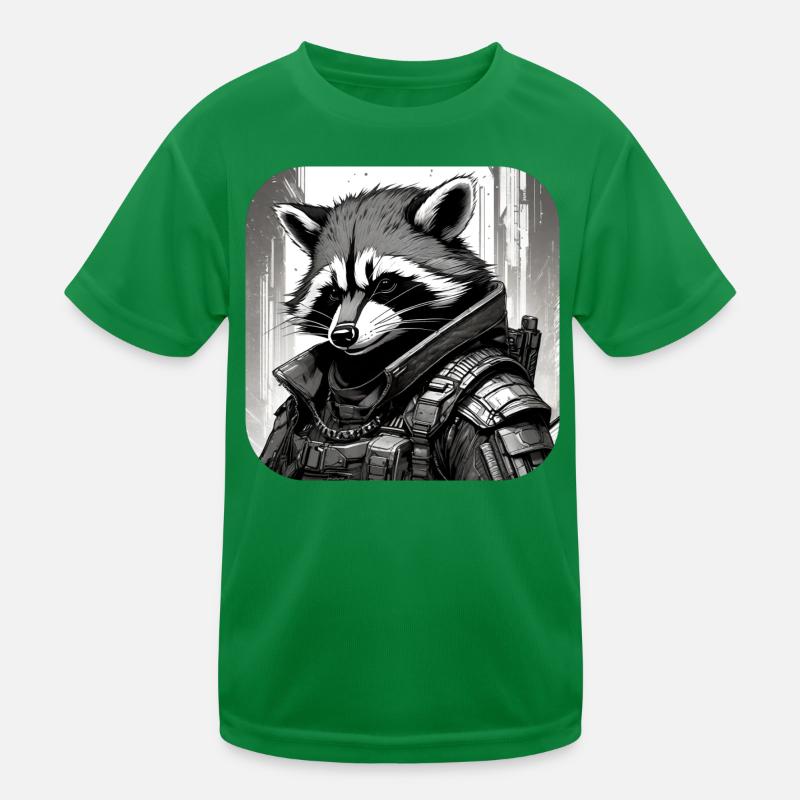 Casual Cyberspace Raccoon Kids Functional T-Shirt