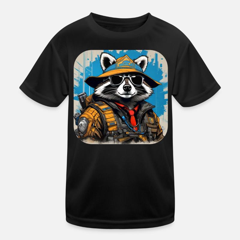 Cooler Cyberspace Waschbär Kinder Funktions-T-Shirt