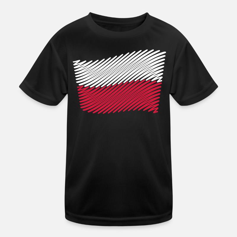 Poland Flag Scribble (White - Red) Kids Functional T-Shirt