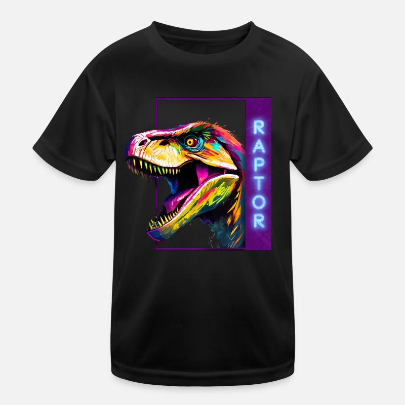 Neon Raptor - Vélociraptor multicolore T-shirt sport Enfant
