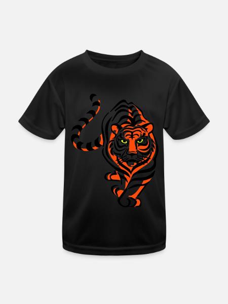Tiger (3c) - Kids Functional T-Shirt - black