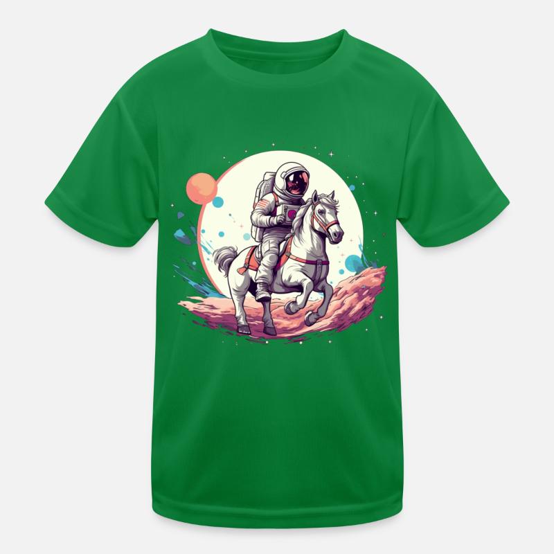 Astronaut auf Pferd im All Kinder Funktions-T-Shirt
