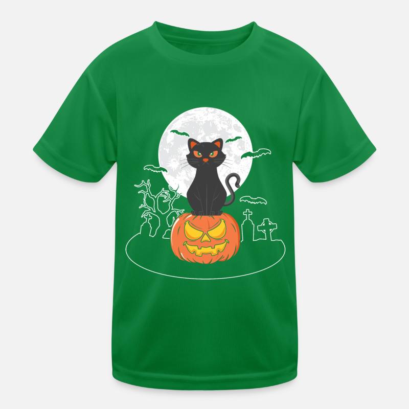 Halloween Cat Pumpkin Kids Functional T-Shirt