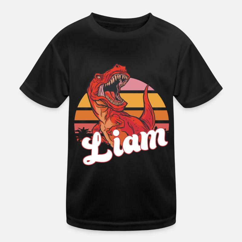LIAM - Beautiful boy name with T-REX Dino Kids Functional T-Shirt