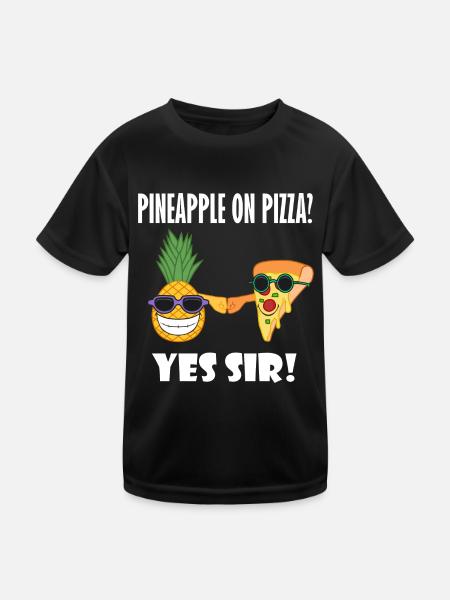 Pineapple Pizza Buddy Ironic Pals Hawaii Pizza - Kinder Funktions-T-Shirt - Schwarz - Vorne