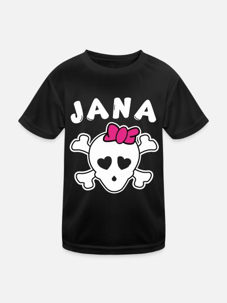 Jana Design für Mädchen und Frauen - Kinder Funktions-T-Shirt - Schwarz - Vorne